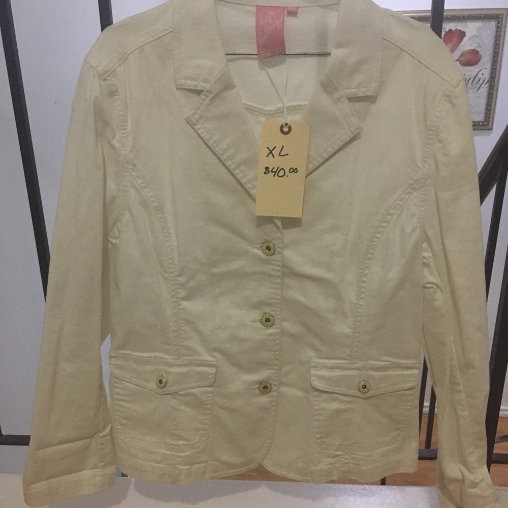 Ladies White denim jacket in XL from Lady Hathaway Design Studio
